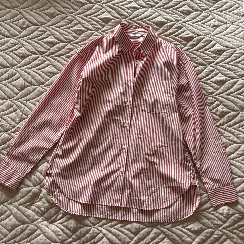 Uniqlo oversized red stripe shirt xs